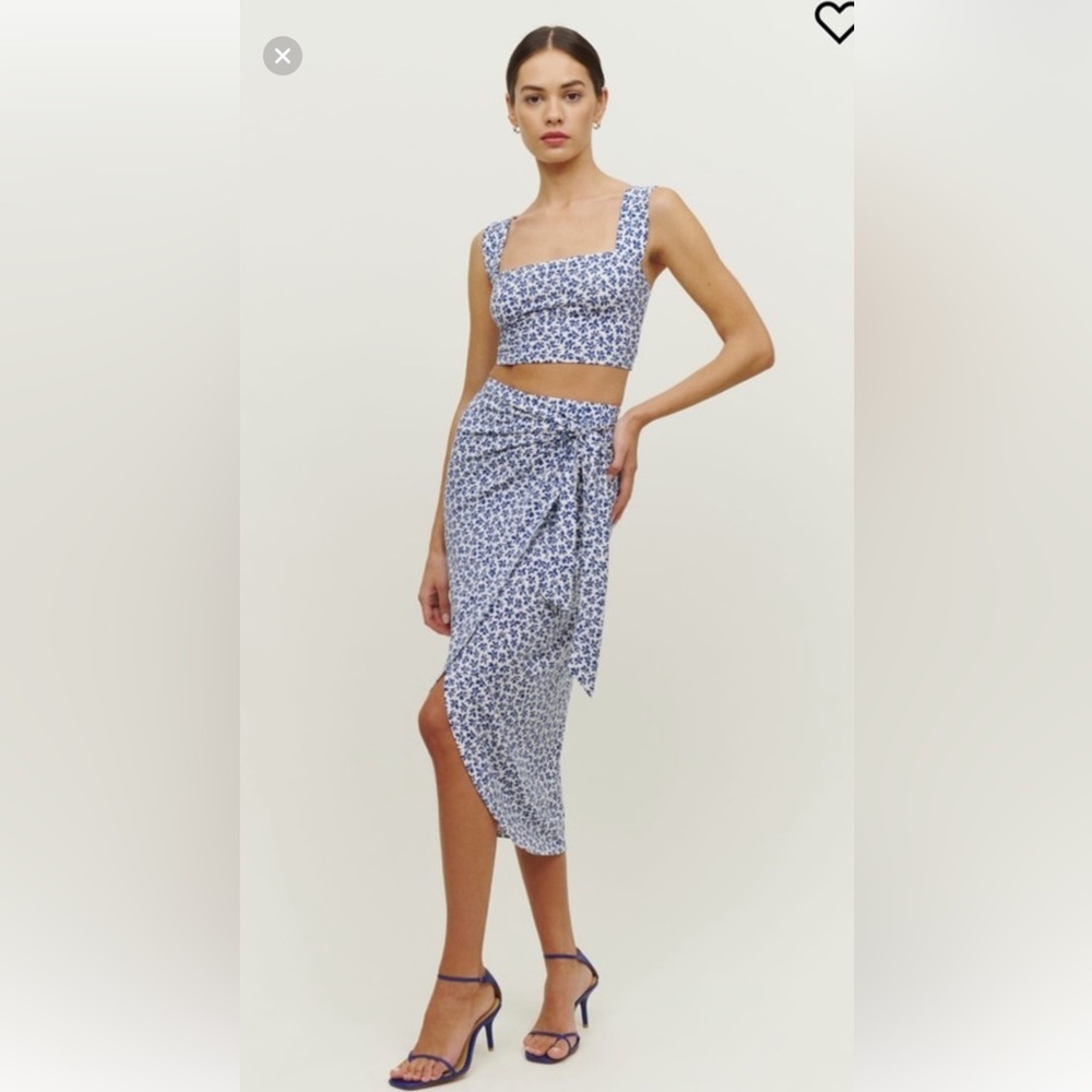 Reformation matching cropped set blue and white